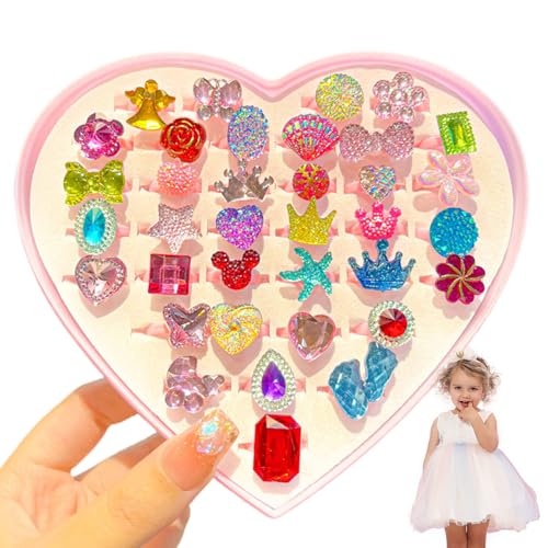 36pcs Kleinkindringe Strassmädchen Verstellbare Plastikkinder Schmuck in Schachtel 3+ Mädchen Geburtstagsgeschenke 36pcs Kleinkindringe Strassmädchen Verstellbare Plastikkinder Schmuck in Schachtel 3+ Mädchen Geburtstagsgeschenke von Huraoerrrr