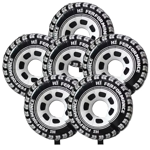 6pcs 26, 8x29.5 Zoll Radballons runde Aluminiumfolie Dekorative Reifen für Geburtstagsrennenwagen Party Große Räder von Huraoerrrr