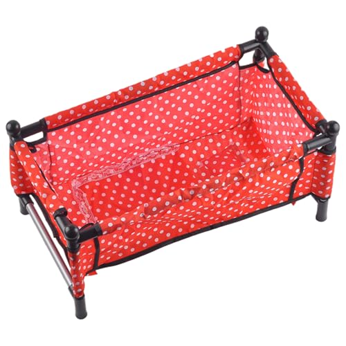 Babypuppenbett, Faltbarer roter Hintergrund mit weißer Punkt -Puppenkrippe, Rollenspiele Kinderwagen -Spielzeug für Kinder im Alter von 3+ Babypuppenbett, Faltbarer roter Hintergrund mit weißer Punkt -Puppenkrippe, Rollenspiele Kinderwagen -Spielzeug für Kinder im Alter von 3+ von Huraoerrrr