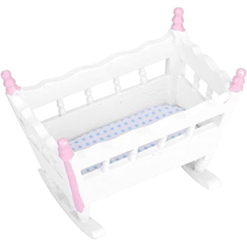 Huraoerrrr 1/12 Skala Dollhouse Mini Babybett Simulation Miniaturmöbel Spielzeug Spielzeugverzierung für Puppenhauszubehör, Babypuppenkrippe Huraoerrrr 1/12 Skala Dollhouse Mini Babybett Simulation Miniaturmöbel Spielzeug Spielzeugverzierung für Puppenhauszubehör, Babypuppenkrippe von Huraoerrrr