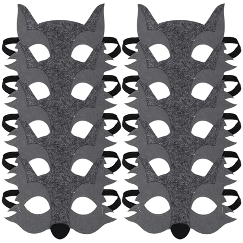 Huraoerrrr 10 -Pack -Tiergesichtsmasken - Wolf & niedliches Tier Filzgesichtsmasken für Kinder, Cosplay, Party Gefälligkeiten & Halloween Huraoerrrr 10 -Pack -Tiergesichtsmasken - Wolf & niedliches Tier Filzgesichtsmasken für Kinder, Cosplay, Party Gefälligkeiten & Halloween von Huraoerrrr