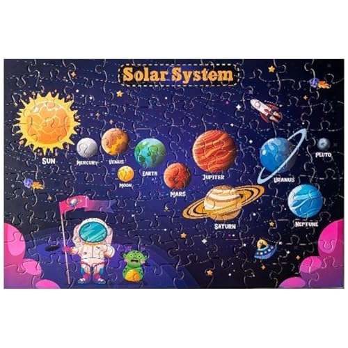 Huraoerrrr 100 -teiliges Glühen im Dunklen Solarsystem Räbe -Puzzle 20x14 Zoll Bildungskindspielzeug für die Vorschule für die Heimvorschule von Huraoerrrr