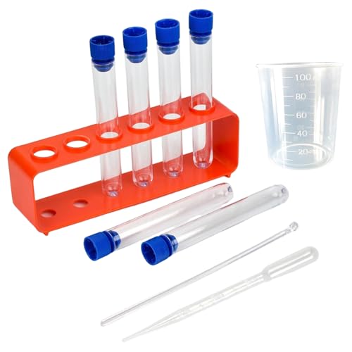 Huraoerrrr 10pcs Kunststoff -Testrohre mit Kappen, klarer Bildungsset mit Halter, Tropfen, Messbecher und Rührstab für wissenschaftliche Experimente Huraoerrrr 10pcs Kunststoff -Testrohre mit Kappen, klarer Bildungsset mit Halter, Tropfen, Messbecher und Rührstab für wissenschaftliche Experimente von Huraoerrrr