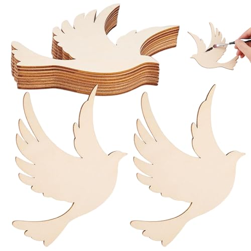 Huraoerrrr 10pcs hölzerne Ornamente für Handwerk 4,3x5.1 '' unvollendete Holzornamente Taube DIY Leere Holzornamente für Handwerk, Zuhause, Hochzeit, Urlaubsdekorationen Huraoerrrr 10pcs hölzerne Ornamente für Handwerk 4,3x5.1 '' unvollendete Holzornamente Taube DIY Leere Holzornamente für Handwerk, Zuhause, Hochzeit, Urlaubsdekorationen von Huraoerrrr