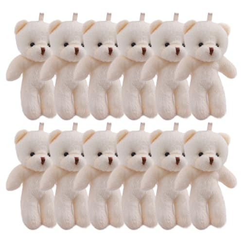 Huraoerrrr 12 -pcs Mini -Bären, 4x3 Zoll lebenseik und entzückend Baumwollbär -Plüsch mit hängender Schleife für Schlüssel, Rucksack, Geldbeutel, Weiß Huraoerrrr 12 -pcs Mini -Bären, 4x3 Zoll lebenseik und entzückend Baumwollbär -Plüsch mit hängender Schleife für Schlüssel, Rucksack, Geldbeutel, Weiß von Huraoerrrr