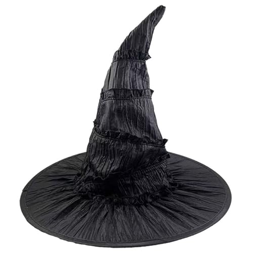 Huraoerrrr 15.8x11.8 Hexenhut, Rucked Wizard Hut Black Cap für Halloween Party Maskerade Cosplay von Huraoerrrr