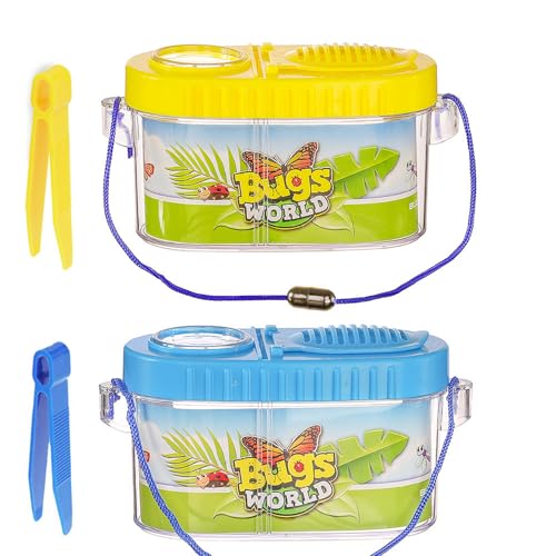 Huraoerrrr 2 PCs Kids Bug Catching Kit mit Lupenglas, Pinzetten und partitionierbare Käfig -Outdoor -Wissenschafts -Explorationsspielzeug für Kinder von Huraoerrrr