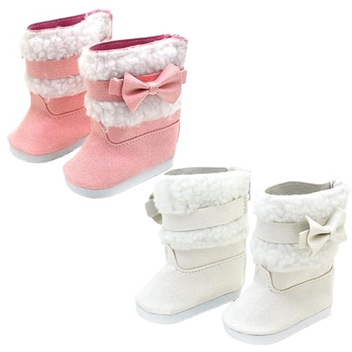 Huraoerrrr 2 Paar Babypuppenschuhe für 18 -Zoll -Puppen, süße Winterstiefel mit Kunstfutter und Bug, Pu Puppenzubehör für Weihnachts -Outfit Huraoerrrr 2 Paar Babypuppenschuhe für 18 -Zoll -Puppen, süße Winterstiefel mit Kunstfutter und Bug, Pu Puppenzubehör für Weihnachts -Outfit von Huraoerrrr