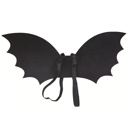 Huraoerrrr 26.4x12.6 Schwarzer Fledermausflügel für Kinder im Alter von 6 bis 15 Jahren, Kleinkindfledermauskostüm mit verstellbarem Gurt Halloween Dress-up-Party Cosplay von Huraoerrrr