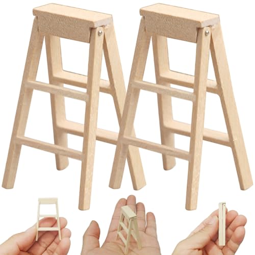 Huraoerrrr 2pcs 1 12 Scale Realistic Step Ladder Dollhouse Miniaturen unvollendeter Holz für Doll House -Einstellung Huraoerrrr 2pcs 1 12 Scale Realistic Step Ladder Dollhouse Miniaturen unvollendeter Holz für Doll House -Einstellung von Huraoerrrr