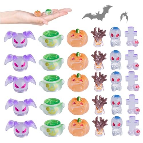 Huraoerrrr 30pcs Halloween Dollhouse Miniaturen Realistische Harz Mini -Figuren DIY Dekorative Fledermauskürbis Grabstein und mehr für Dollhouse, Halloween Village von Huraoerrrr