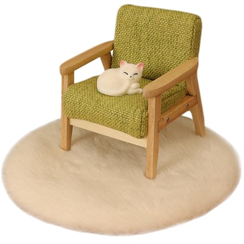 Huraoerrrr 3pcs 1 12 Skala Dollhouse -Zubehör Set, 1 12 -Skala -Puppenhausmöbel mit Single -Sessel, Teppich und Katze, DIY - -Zubehör für Dollhouse Decoration von Huraoerrrr