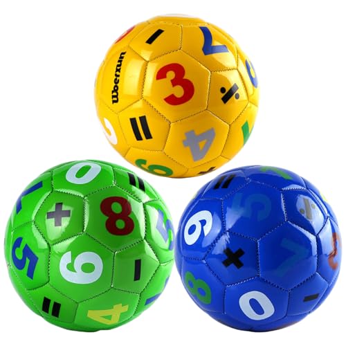 Huraoerrrr 3pcs 6 Zoll Größe 2 Kinderfußballkugel, Zahlenlernen PVC -Fußball mit versiegelter Luftdüse für Innen im Freien, Geschenk, Geschenk von Huraoerrrr