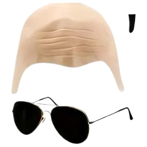 Huraoerrrr 3pcs Pitbull-Weißkappe mit Silicone Bald Cap, Sonnenbrille und Black Soul Patch für Halloween-Kostümparty, Musik-Events, Cosplay Huraoerrrr 3pcs Pitbull-Weißkappe mit Silicone Bald Cap, Sonnenbrille und Black Soul Patch für Halloween-Kostümparty, Musik-Events, Cosplay von Huraoerrrr