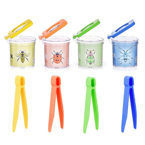 Huraoerrrr 4 PCs Kids Bug Catcher Kit mit Lupen, Pinzetten und Mehrfarbig Insekten Käfigwissenschaft Naturexplorationsspielzeug für Kinder von Huraoerrrr