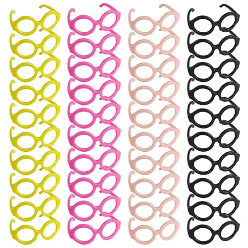 Huraoerrrr 40 Paar Puppenbrillen 4 Farben Klassische stilvolle Plastikharz DIY Dekorative Mini -Brillen für Puppenhandwerk Cosplay Foto Requisiten von Huraoerrrr