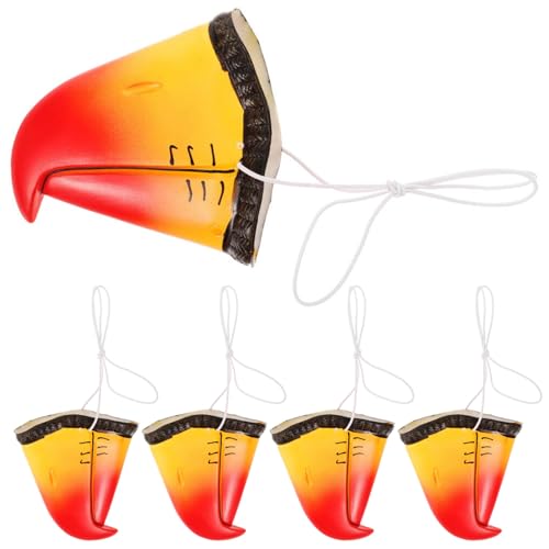 Huraoerrrr 5 PCs Papageienmaske Vogelschnabel lustige realistische 6x4 in Vinylnasenmaske mit Riemen für Halloween -Party -Cosplay von Huraoerrrr
