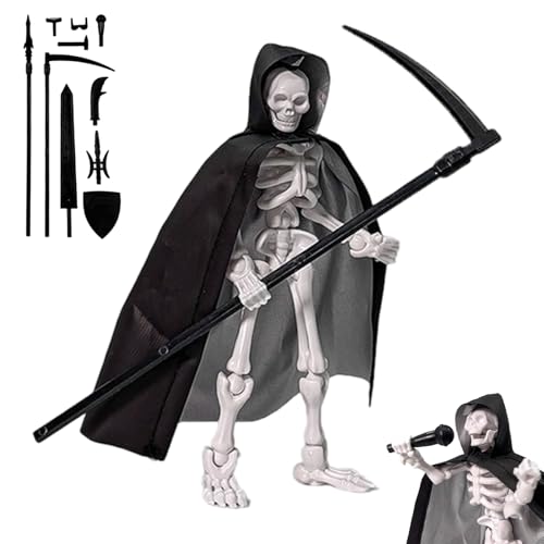 Huraoerrrr 5.1 Skeleton Actionfigur, Mehrgelenke beweglich mit Umhang und Waffen, Plastik T13 für Sammler Desktop-Dekorationen von Huraoerrrr