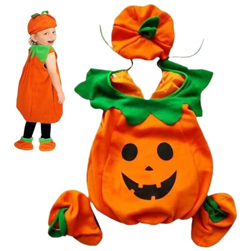 Huraoerrrr Babykürbiskostüm mit Hut & Schuhen Soft Kleinkind Halloween Outfit für 80 cm Kinder Cosplay Huraoerrrr Babykürbiskostüm mit Hut & Schuhen Soft Kleinkind Halloween Outfit für 80 cm Kinder Cosplay von Huraoerrrr