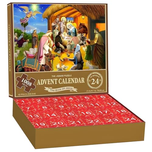 Huraoerrrr Crystal Adventskalender Puzzle 2024 1008 Stück Jigsaw Rätsel 24 Tage Weihnachten Countdown -Kalender Geschenk für Kinder Erwachsene Familienspiel Style 2 2 von Huraoerrrr