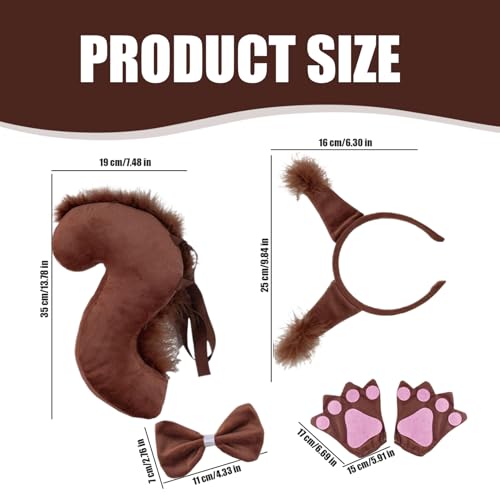 Huraoerrrr Eichhörnchen Kostümset, Therian Ohrs Stirnbandpfoten Bowtie & Schwanz mit elastischen Riemen weiche Ohren und Schwanz für Weihnacht Halloween Cosplay, Kaffee Huraoerrrr Eichhörnchen Kostümset, Therian Ohrs Stirnbandpfoten Bowtie & Schwanz mit elastischen Riemen weiche Ohren und Schwanz für Weihnacht Halloween Cosplay, Kaffee von Huraoerrrr