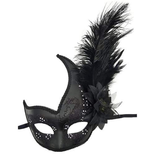 Huraoerrrr Elegante schwarz gefiederte Maskerade -Maske, Leichte Cosplay -Kleidermaske für Frauen, Party und Ballveranstaltungen Huraoerrrr Elegante schwarz gefiederte Maskerade -Maske, Leichte Cosplay -Kleidermaske für Frauen, Party und Ballveranstaltungen von Huraoerrrr