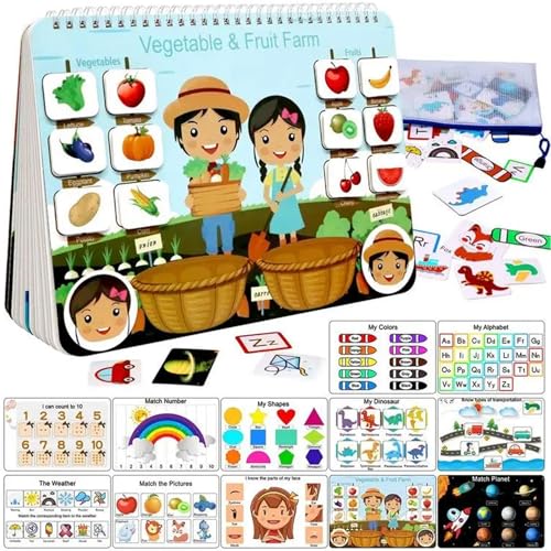 Huraoerrrr Geschäftiges Buch für Kleinkinder 1-3 Vorschulbildung Lernen Interaktive Aktivitäten Wiederverwendbares Aufkleber Besetzte Buch für Jungen & Mädchen von Huraoerrrr