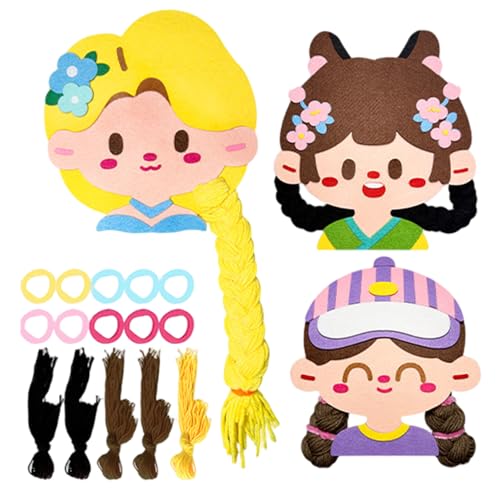 Haarstyling-Accessoires, Haarflechten für Mädchen, Bildungsbraun mit Puppenkopf, Garnen, Stirnbändern und Leitkarte, Handwerksspielzeug für Mädchen im Alter von 3 bis 12 Jahren von Huraoerrrr