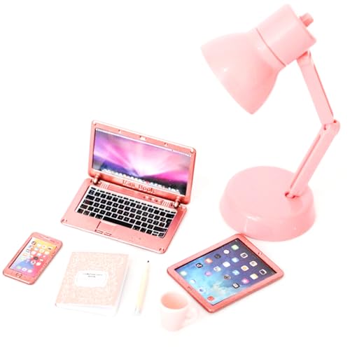 Huraoerrrr Miniature Dollhouse Accessories 6Pcs/Set Dollhouse Accessories, Mini Laptop Tablet Phone Mini Books Cup Pencil, Miniature Office Set Realistic 1/12 Scale for von Huraoerrrr
