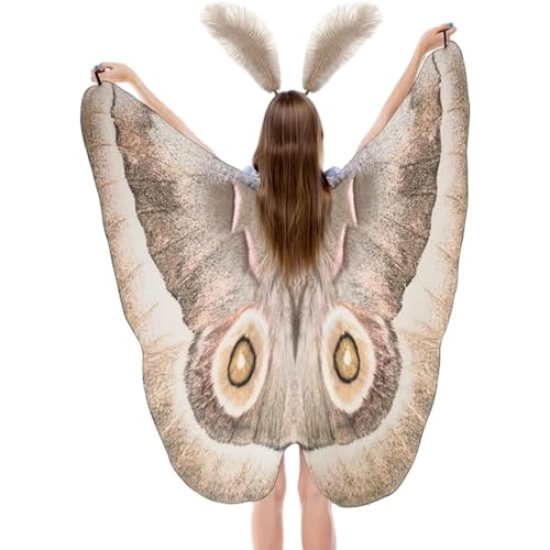 Huraoerrrr Mottenkostüm, Halloween -Schmetterlingsflügel mit Federn Stirnbanddrucken auf beiden Seiten Mottenflügel Cape für Halloween oder Kostümparty Huraoerrrr Mottenkostüm, Halloween -Schmetterlingsflügel mit Federn Stirnbanddrucken auf beiden Seiten Mottenflügel Cape für Halloween oder Kostümparty von Huraoerrrr