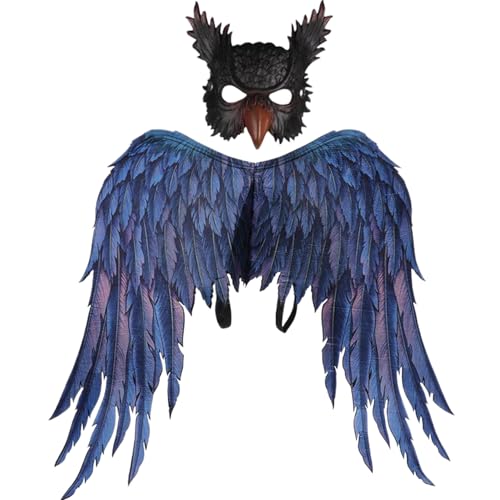 Huraoerrrr Owl Mask & Flügelset, Pu Foam Halloween Kostüme Unisex One Size Owl Kostüm Erwachsene Cosplay für Halloween Masquerade Karneval von Huraoerrrr