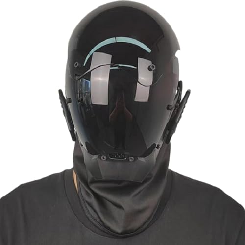 Huraoerrrr Schwarze futuristische Punkmaske für Männer, pC dekorative Techwear -Maske für Cosplay Party Halloween Music Festival Huraoerrrr Schwarze futuristische Punkmaske für Männer, pC dekorative Techwear -Maske für Cosplay Party Halloween Music Festival von Huraoerrrr