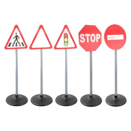Huraoerrrr Verkehrsschilder für Kinder, 5pcs/festgenutzbare ungiftige Plastik-Straßenschilder, 28 Zoll Bildung Amperndekor für Home School Rollenspiel von Huraoerrrr