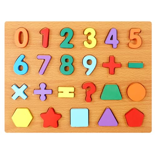 Huraoerrrr Vorschullernaktivitäten Holzrätsel Form & 0-9 Zahlen Puzzle Bildungsspielzeug für Jungen Mädchen von Huraoerrrr