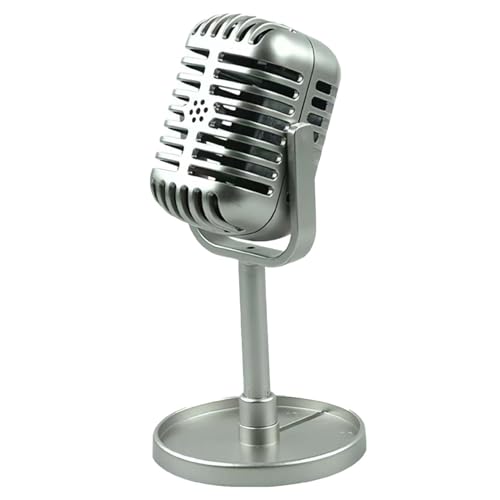 Vintage Microphone Prop Microphone with Stand Classic Retro Microphone Plastic Vintage Microphone Stage Table Decoration for Filming Dance Shows Practice Using, Silver Vintage Microphone Prop Microphone with Stand Classic Retro Microphone Plastic Vintage Microphone Stage Table Decoration for Filming Dance Shows Practice Using, Silver von Huraoerrrr