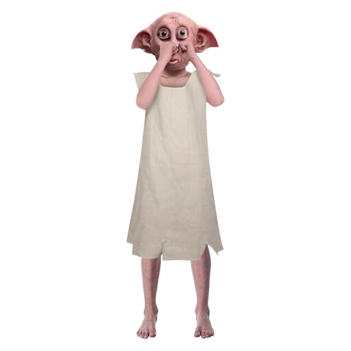Dobby Kostüm für Kinder, 2PCS Dobby Maske mit Kostüm Outfit Halloween Cosplay für Jungen und Mädchen (140) von Huraogcos