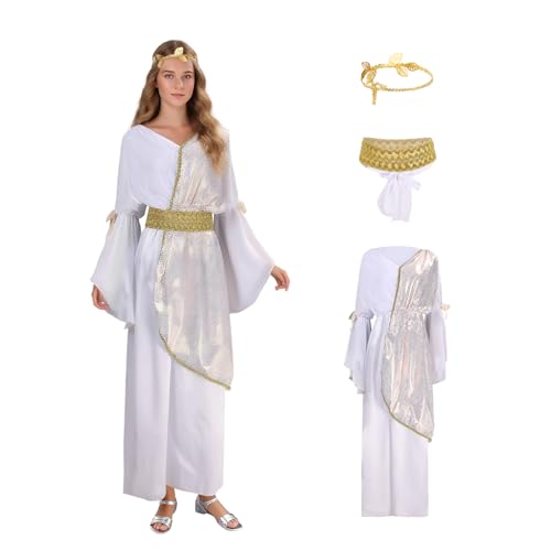 Huraogcos Damen Kostüm Griechische Göttin Kleid Antike Römische Göttin Kleid ägyptisches Kostüm (M) von Huraogcos