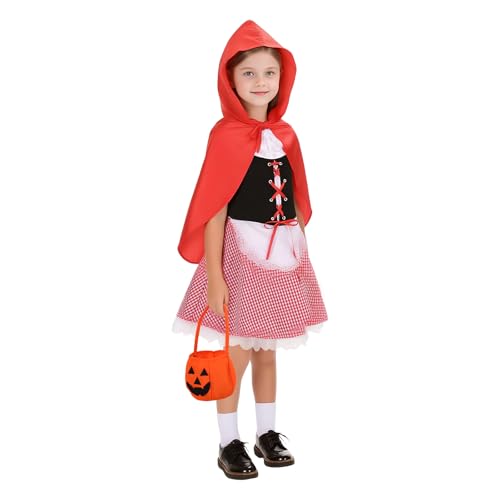 Huraogcos Rotkäppchen Kostüm Umhang Kinder Little Red Riding Hood Costume Cape Karneval (XL) von Huraogcos