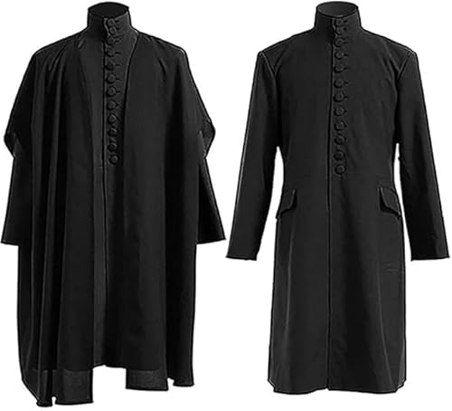 Professor Snape Kostüm für Erwachsene, Schwarzer Snape-Umhang, Zaubererrobe Deluxe Cosplay-Outfit Karneval Halloween Cosplay Kostüm (L) von Huraogcos