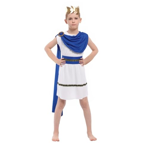 Römer Kostüm Kinder,Mythisches Griechisches Rom Kostüm, Toga Kostüm für Jungen von 3–12 Jahren Adel Halloween Cosplay Party Verkleidung (M（115-130cm）) von Huraogcos