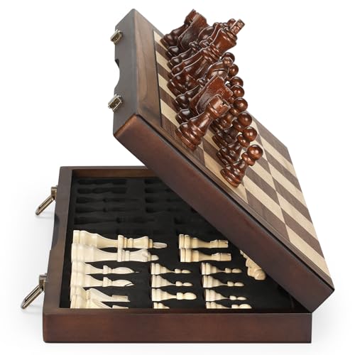 Magnetisches Schach-Set aus Holz für Erwachsene und Kinder, 30,5 cm, mit handgefertigten Teilen, zusammenklappbar, tragbar, Reisen, einzigartige Schachsets, Spiel für Turniere, professionelle Anfänger Magnetisches Schach-Set aus Holz für Erwachsene und Kinder, 30,5 cm, mit handgefertigten Teilen, zusammenklappbar, tragbar, Reisen, einzigartige Schachsets, Spiel für Turniere, professionelle Anfänger von Hurdaos