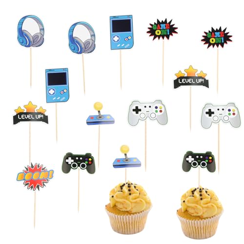 16 Stück Gaming Thema Tortendeko, Videospiel Tortendeko Geburtstag Glitter Gaming Happy Birthday Cupcake Kindergeburtstag Spiel Thema Party Dekoration 16 Stück Gaming Thema Tortendeko, Videospiel Tortendeko Geburtstag Glitter Gaming Happy Birthday Cupcake Kindergeburtstag Spiel Thema Party Dekoration von Husalsea