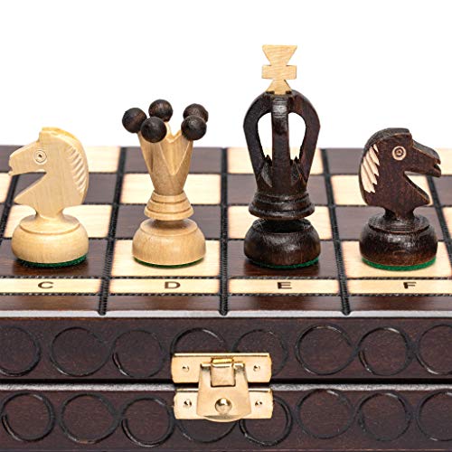 Husaria European International Chess Holzspielset, King's Classic - 35,5 Zentimeter - Klappbrett mit Filzboden Schachfiguren von Husaria