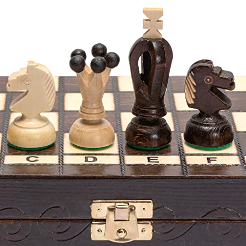 Husaria European International Chess Holzspielset, King's Continental - 28,8 Zentimeter - Klappbrett mit Filzboden Schachfiguren von Husaria