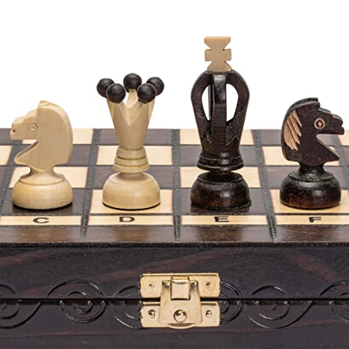 Husaria European International Chess Holzspielset, King's Continental- 35 Zentimeter - Klappbrett mit Filzboden Schachfiguren von Husaria