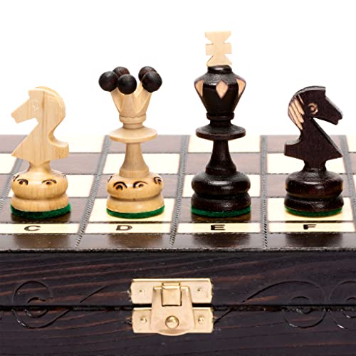 Husaria Europäisches Internationales Schachspiel aus Holz, Regal - Schachspiel in Mittlerer Größe von 35 Zentimetern mit Handgefertigten Schachfiguren von Husaria
