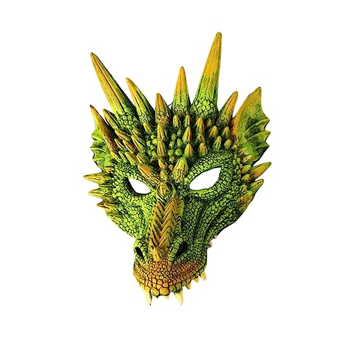 Hushuwan 3D-Drachenmaske, Halloween-Maskerade-Maske, voller Kopf, Anime-Maske, Drache, Cosplay, Kostümzubehör for Karneval, Festival517 (Color : Green) von Hushuwan