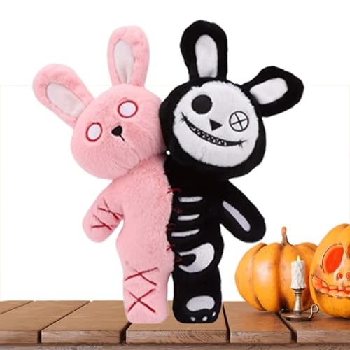 Husoiuy Kaninchen Stofftier - Plüschtier Kaninchen,Zweiköpfiges 28cm Grusel Spielzeug Für Deko Wohnzimmer Schlafzimmer Auto Halloween Weihnachten Ostern Geburtstag Geschenkidee von Husoiuy