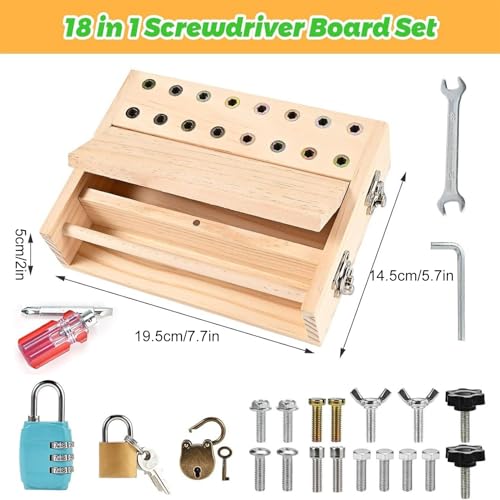 Husoiuy Kinderschraubendreher Spielzeugset | Holzspielzeug Sinnesfördernd Lernspiel - Feinmotorik Set Mit Schlüssel Und Schloss Für Kinder Geburtstag Kindergarten Zuhause Reisen Husoiuy Kinderschraubendreher Spielzeugset | Holzspielzeug Sinnesfördernd Lernspiel - Feinmotorik Set Mit Schlüssel Und Schloss Für Kinder Geburtstag Kindergarten Zuhause Reisen von Husoiuy