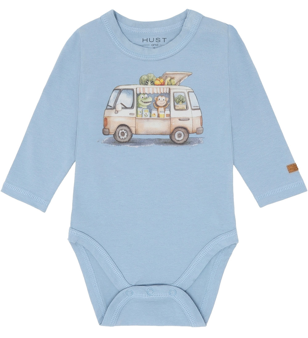 Hust and Claire Body l/ä - HCBilly - Hellblau m. Bus - Hust and Claire - 1 Jahr (80) - Body L/Ä von Hust and Claire